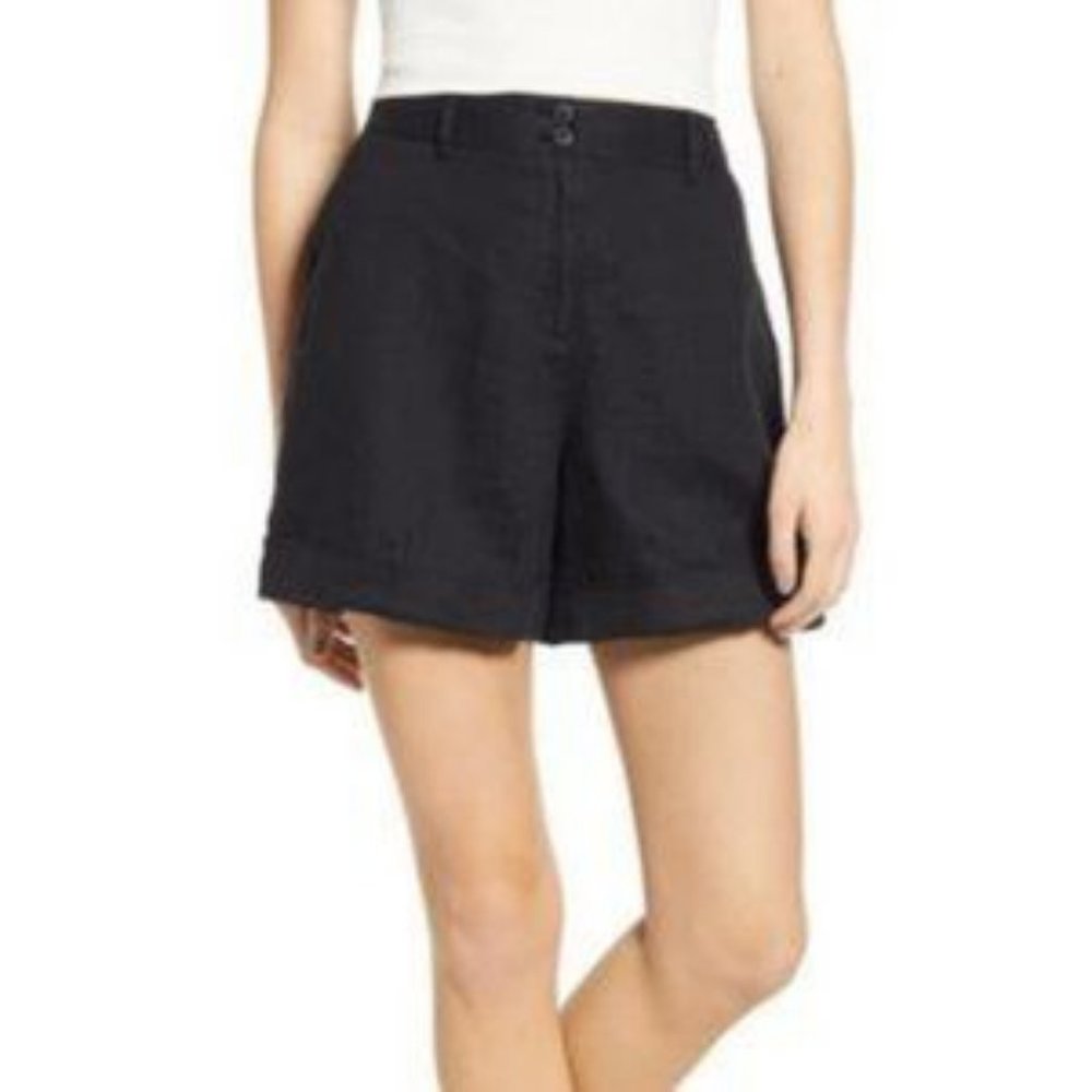Chelsea28 | sz 6 | Black Cuff Linen Shorts NWT
